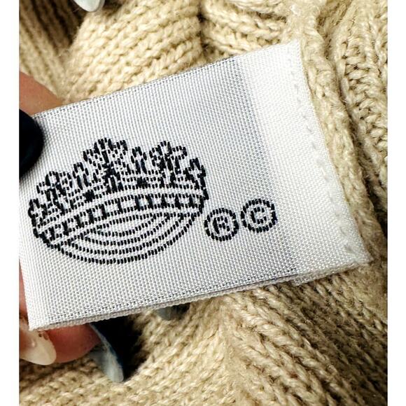 Vntg Heirloom Collectibles Beige Short Sleeve Button Up Knit Top Women's L NWT - Picture 5 of 6